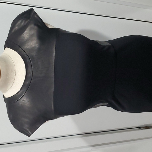 Theory Jada Leather Cap Sleeve Jersey Shealth Dress Size 2 - Picture 3 of 10